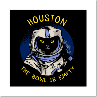 funny cat – Astrocat – Houston, the bowl is empty (dark variant) Posters and Art